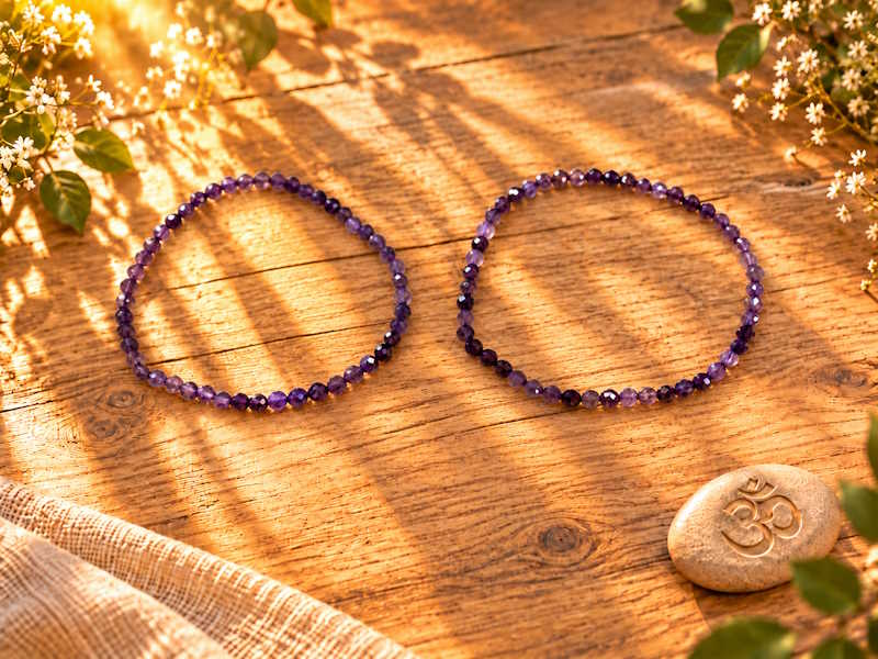 Pulsera Amatista bola facetada